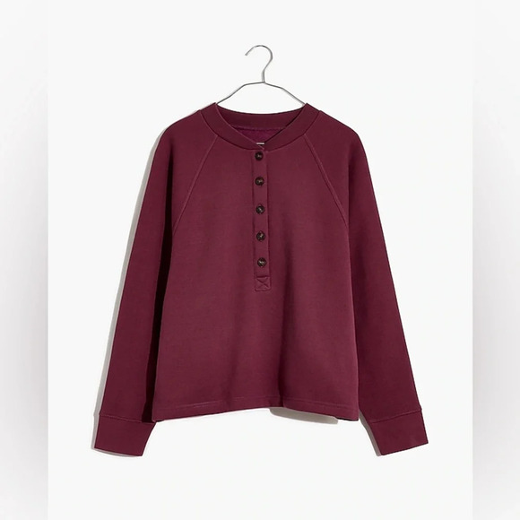 NWOT Madewell Women’s MWL Betterterry Henley Sweatshirt Monor Purple Size Small - Picture 3 of 8